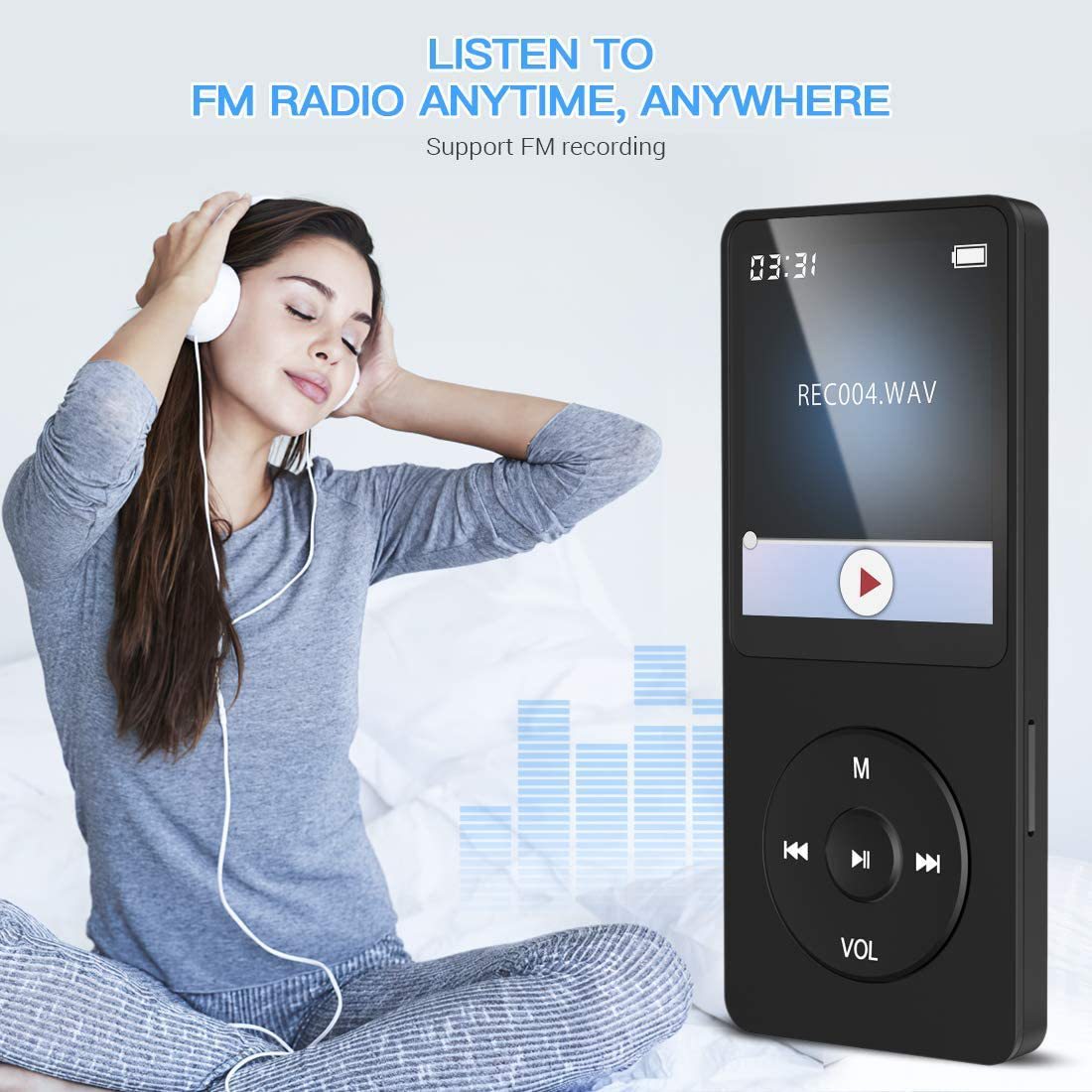 Portable Digital Music Player - Bluetooth 5.4, Hi-Fi Lossless Sound, 8GB Built-in & Expandable Storage(black 8GB)
