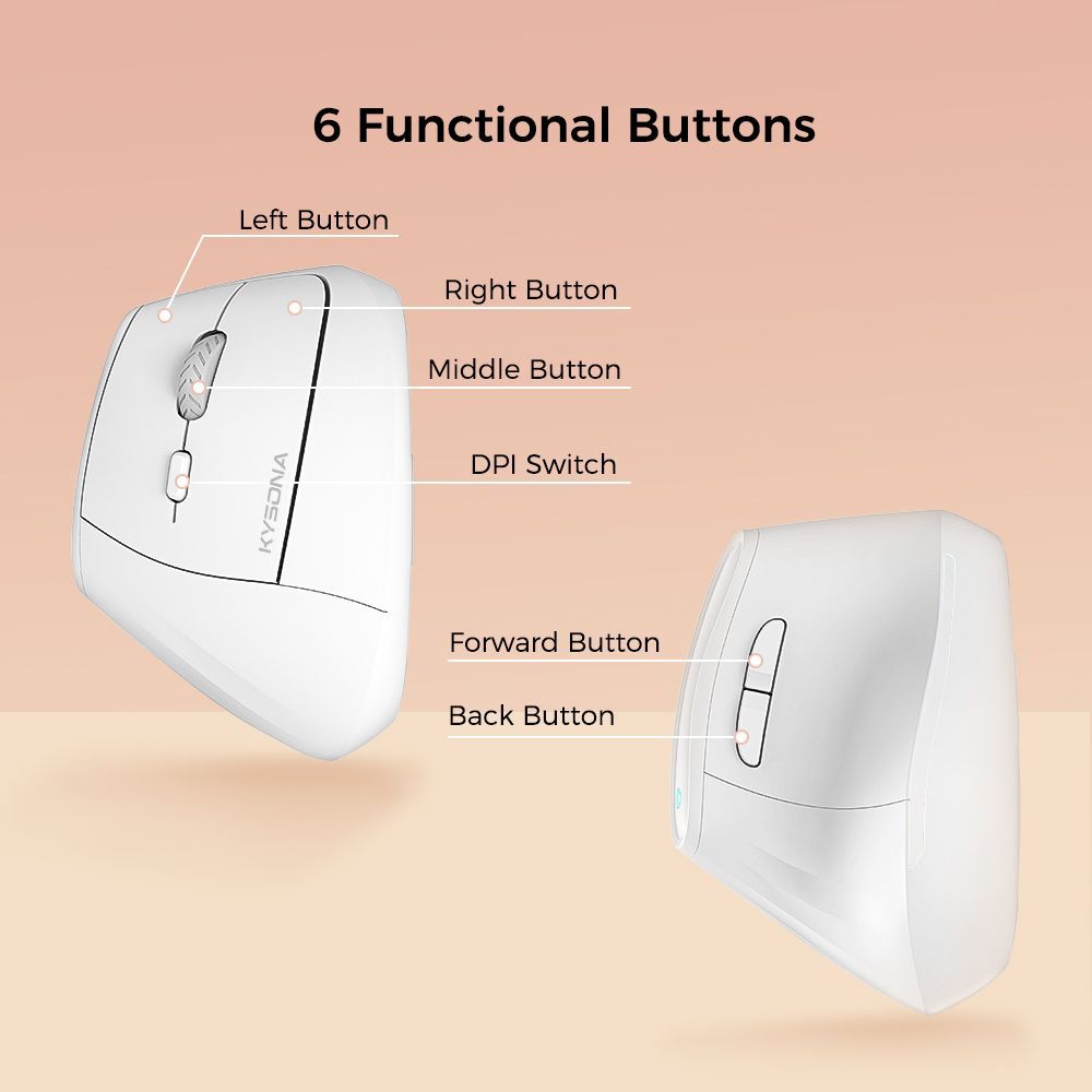 Ergonomic Vertical Mouse - Multi-Device Bluetooth5.0 & 2.4G Wireless, Adjustable DPI, Silent Click(black)