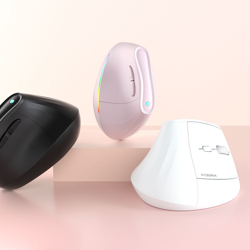Ergonomic Vertical Mouse - Multi-Device Bluetooth5.0 & 2.4G Wireless, Adjustable DPI, Silent Click(black)