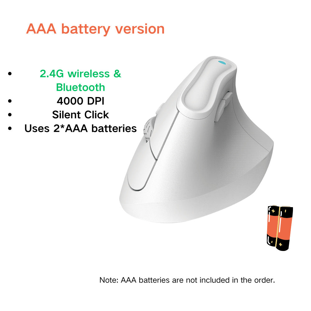 Ergonomic Vertical Mouse - Multi-Device Bluetooth5.0 &amp; 2.4G Wireless, Adjustable DPI, Silent Click(white)