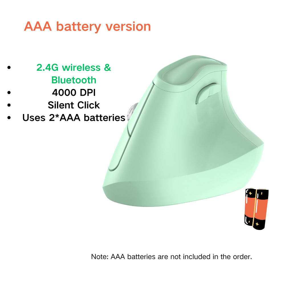 Ergonomic Vertical Mouse - Multi-Device Bluetooth5.0 &amp; 2.4G Wireless, Adjustable DPI, Silent Click(green)