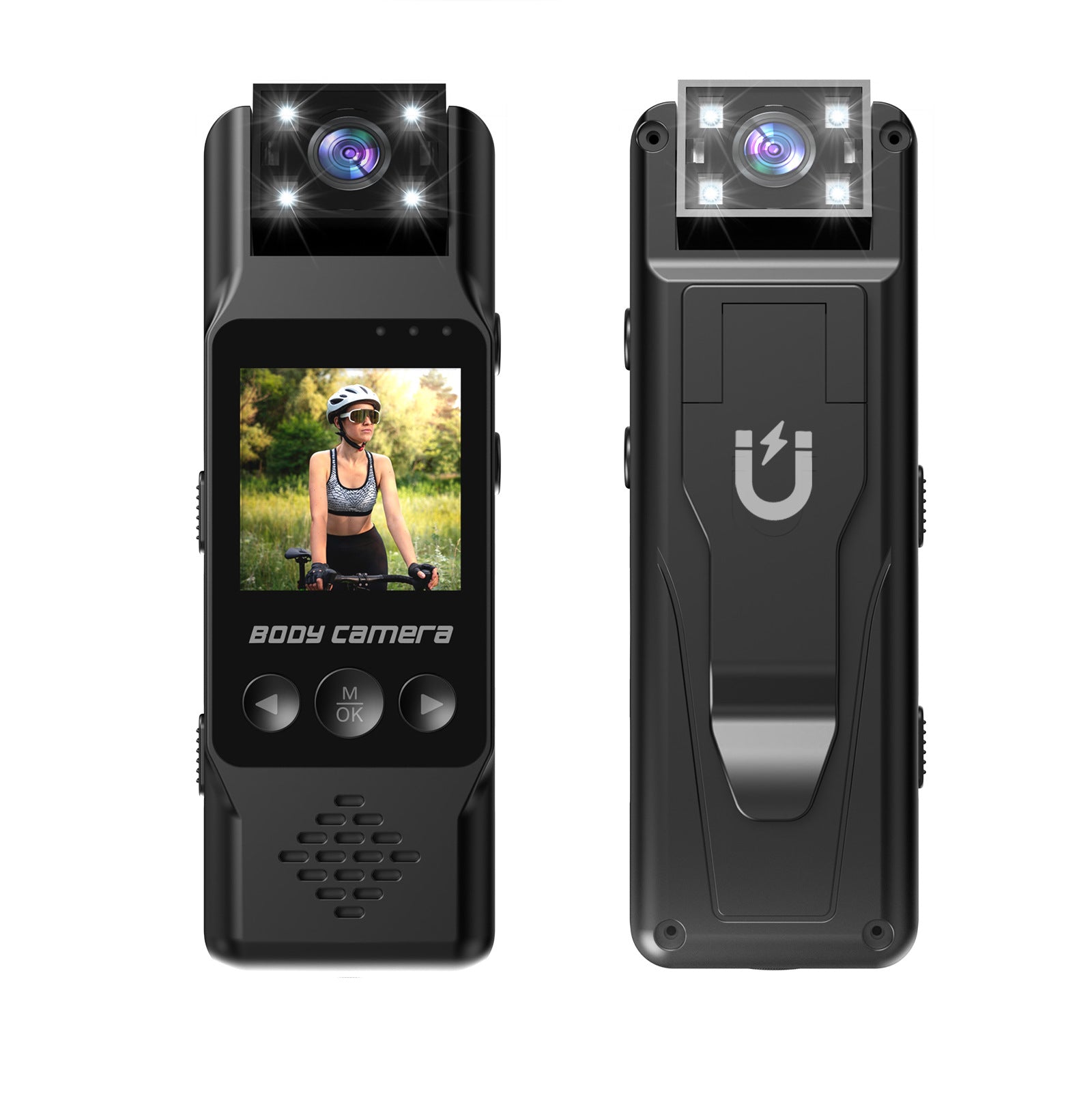 Mini Body Camera with 180 Rotatable Lens, Night Vision & Motion Detection - 1.3 Screen 1200mAh Battery(black+32G)"