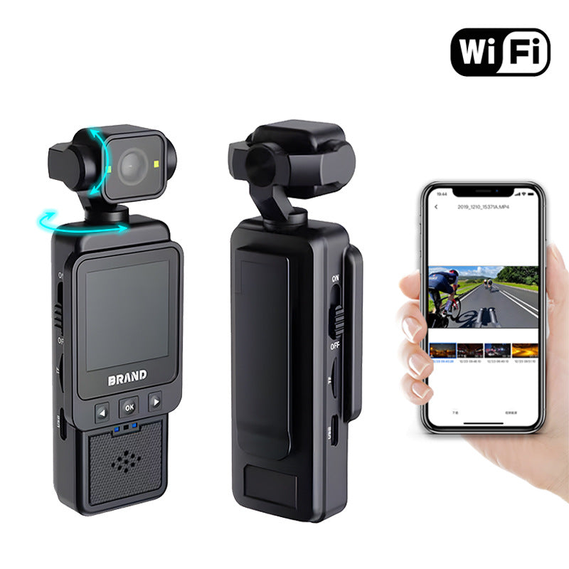 Compact Body Camera with 180° Rotatable Lens, Night Vision, WiFi &amp; Built-in Fill Lights(black+128G)