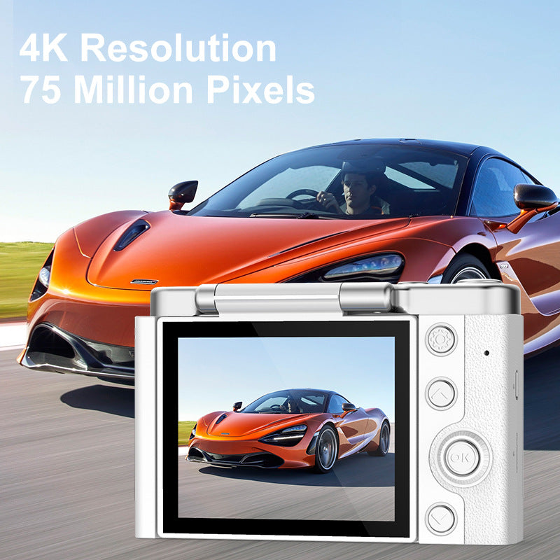 4K Ultra HD Digital Camera - 75MP, 2.8-inch Rotatable Screen, Auto Focus & Built-in Flash(pink)