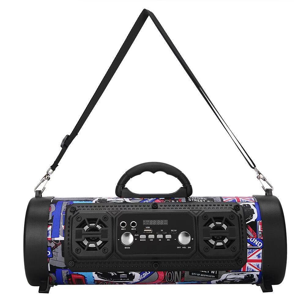 Portable Wireless Speaker - FM Radio, USB/TF Playback, AUX Input, Microphone Support &amp; 2000mAh Battery(Blue and black)