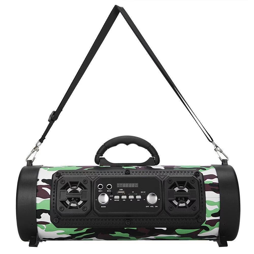 Portable Wireless Speaker - FM Radio, USB/TF Playback, AUX Input, Microphone Support &amp; 2000mAh Battery(Camouflage)