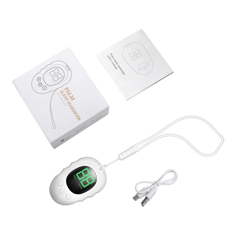 Handheld Microcurrent Sleep Aid Device - USB Rechargeable Pulse Massager for Relaxation &amp; Deep Sleep(White)