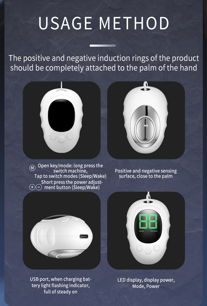 Handheld Microcurrent Sleep Aid Device - USB Rechargeable Pulse Massager for Relaxation & Deep Sleep(black)