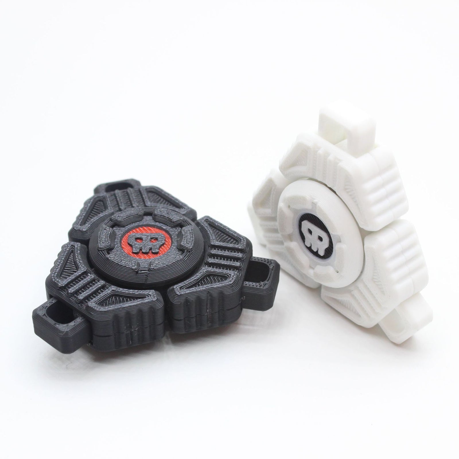 Two Sci-Fi Triangular Keychain Fidget Spinner - 3D Printed EDC Stress Relief Toy(white)