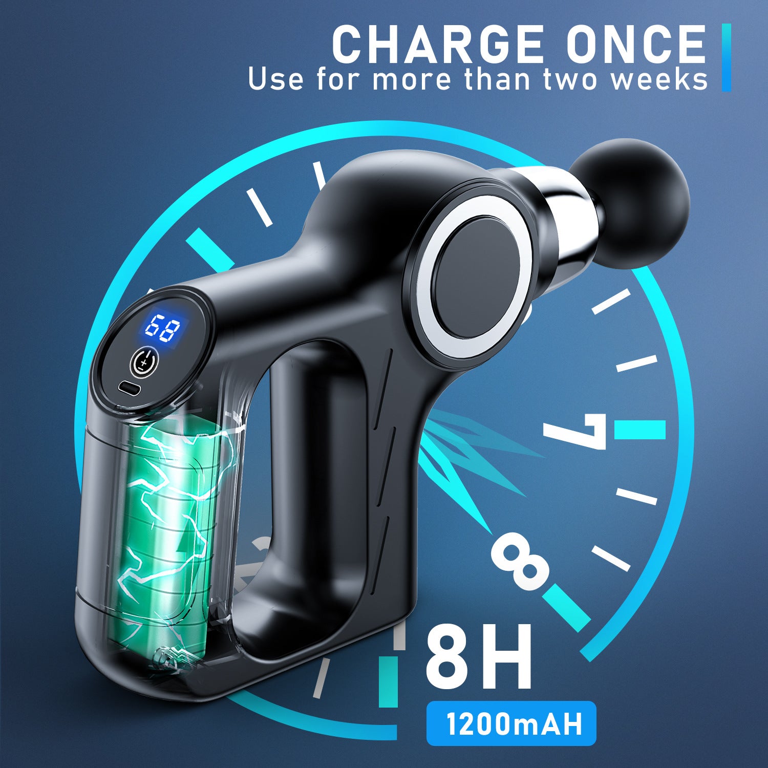 Professional Deep Tissue Percussion Massage Gun - 30 Speeds, 6 Heads & LCD Touch Screen(red)