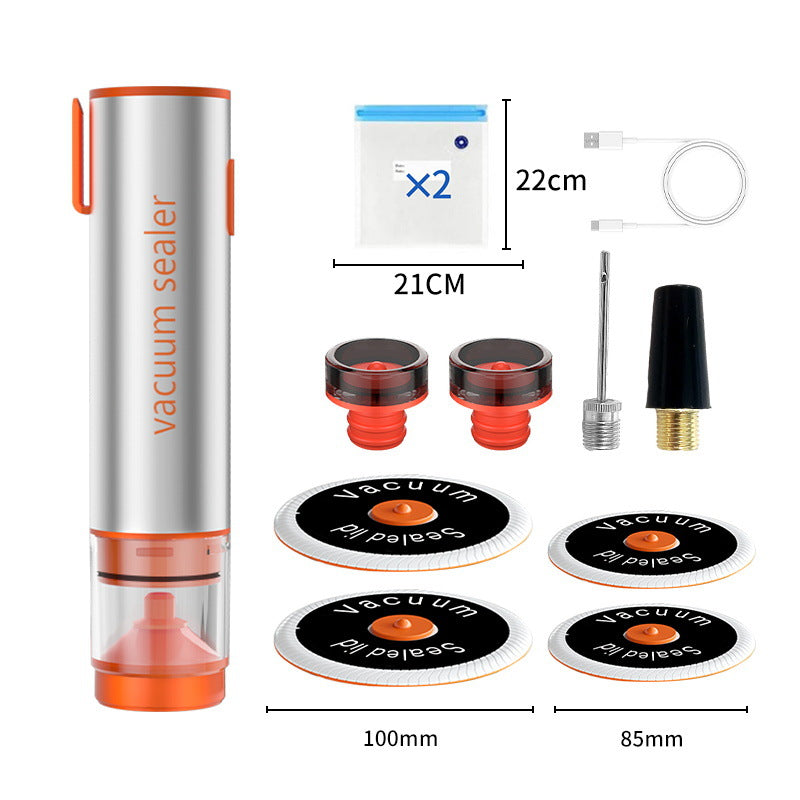Multi-Function Handheld Electric Vacuum Sealer &amp; Inflator Kit - For Food Bags, Jars, Wine &amp; Balls(Gray Orange)