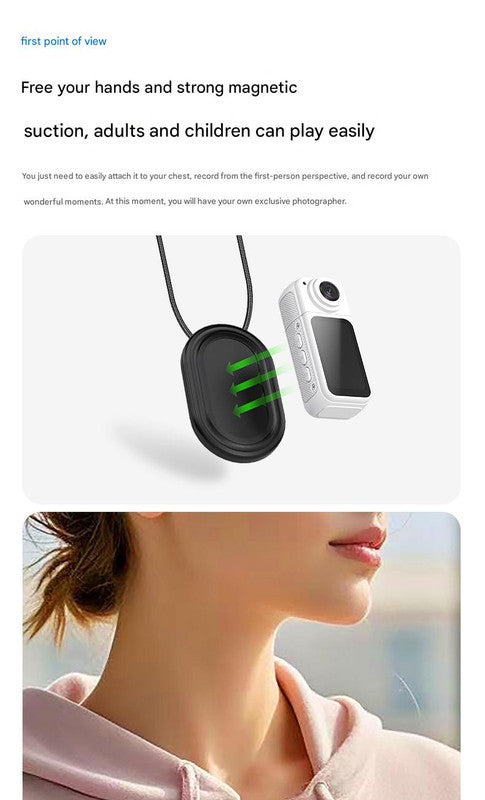 Thumb-Sized 2.7K Camera with 180 Rotatable Lens & Magnet Mount - Capture Your World Hands-Free(white+32G)