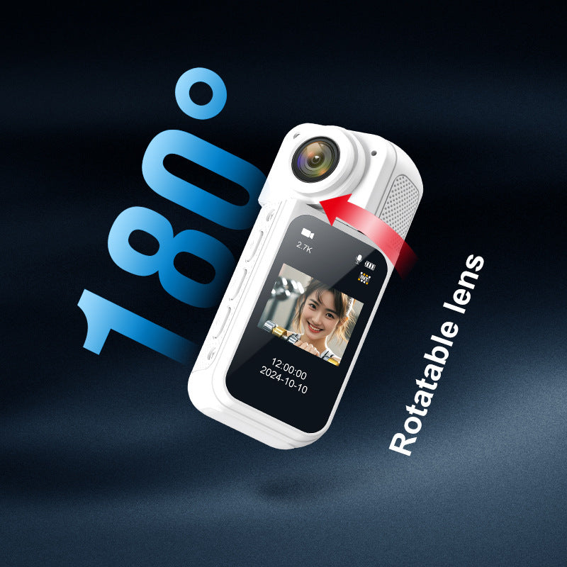 Thumb-Sized 2.7K Camera with 180 Rotatable Lens & Magnet Mount - Capture Your World Hands-Free(white+128G)