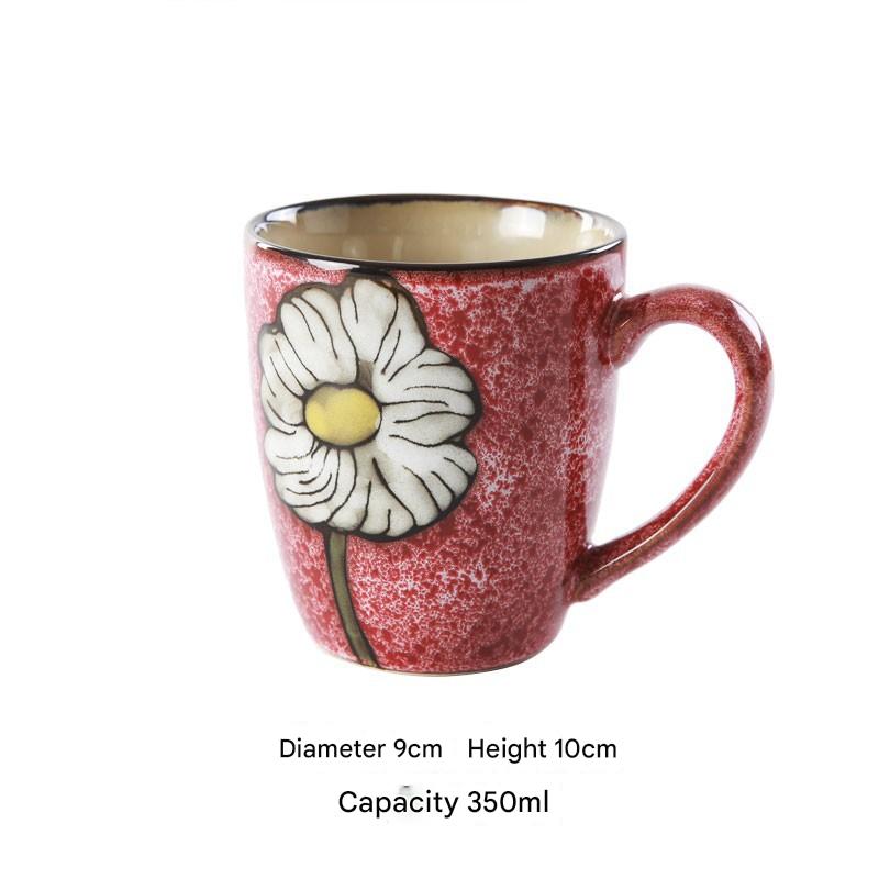 Artisanal Hand-Painted Floral Ceramic Mug - 350ml (Blind Box - 1 of 5 Styles Sent Randomly)