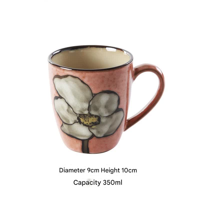 Artisanal Hand-Painted Floral Ceramic Mug - 350ml (Blind Box - 1 of 5 Styles Sent Randomly)