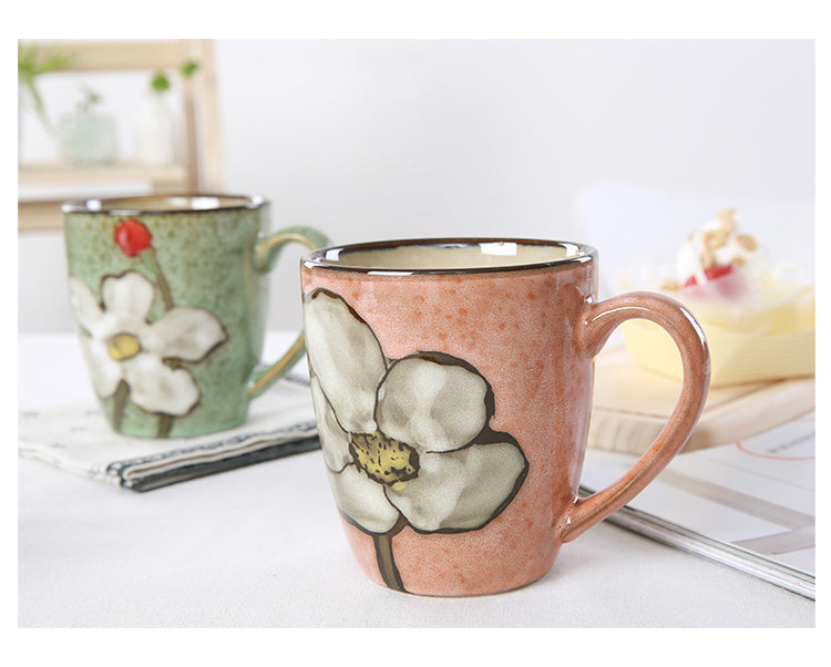 Artisanal Hand-Painted Floral Ceramic Mug - 350ml (Blind Box - 1 of 5 Styles Sent Randomly)