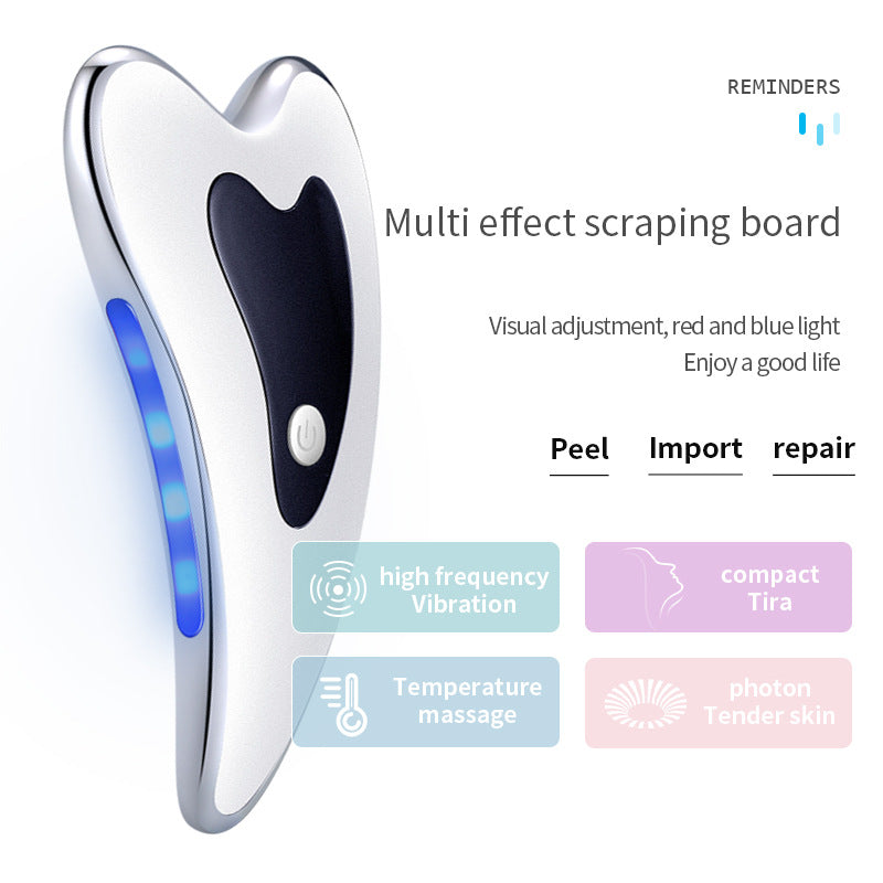 Electric Gua Sha Facial Massager with Heat, Vibration &amp; LED Light Therapy - 4-in-1 Scraping Tool for Face Lifting, Skin Tightening &amp; Anti-Wrinkle(White)