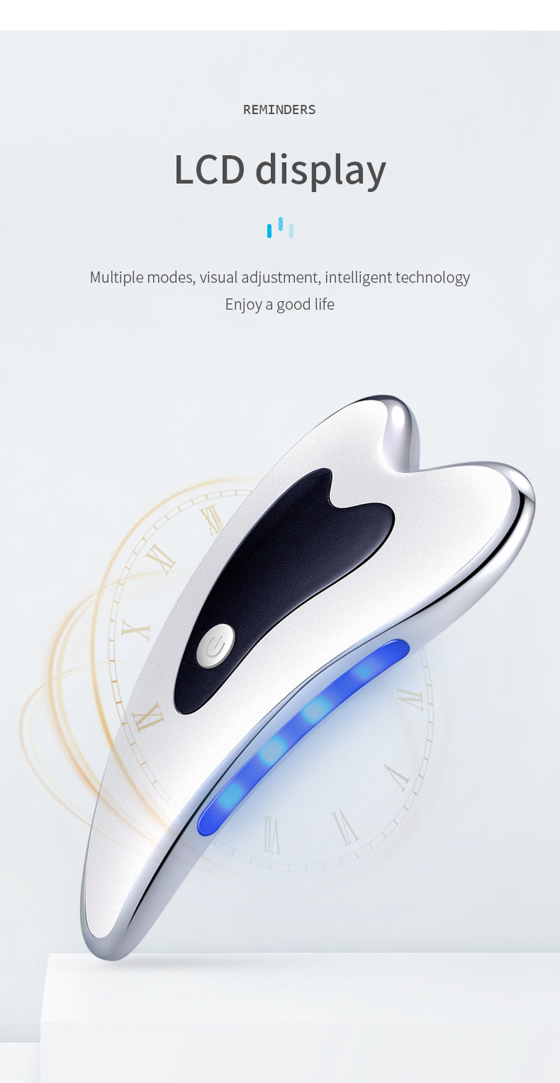 Electric Gua Sha Facial Massager with Heat, Vibration & LED Light Therapy - 4-in-1 Scraping Tool for Face Lifting, Skin Tightening & Anti-Wrinkle(White)