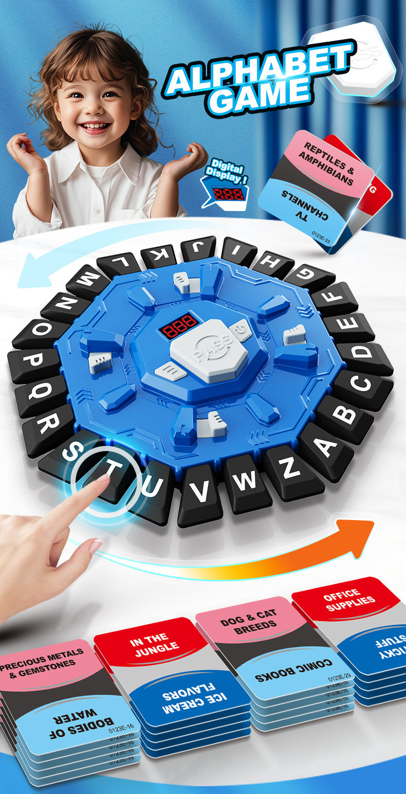 2pc Electronic Alphabet Categories Game - Fast-Paced Word Challenge for Family Fun(red)