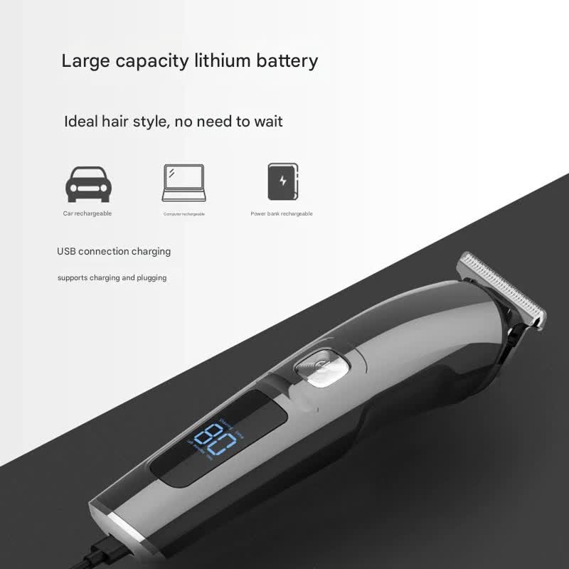 All-in-One Professional Men's Grooming Kit - IPX7 Waterproof Hair Clipper & Beard Trimmer with LED Display(Grey)