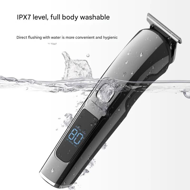 All-in-One Professional Men's Grooming Kit - IPX7 Waterproof Hair Clipper & Beard Trimmer with LED Display(Grey)