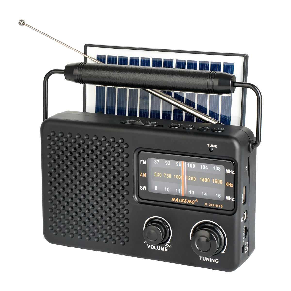Portable Solar Powered 3-Band AM/FM/SW Radio with Bluetooth Speaker &amp; Multiple Charging Options(black)