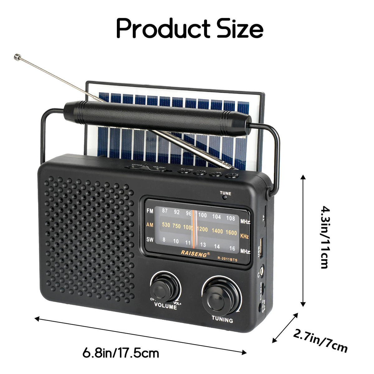 Portable Solar Powered 3-Band AM/FM/SW Radio with Bluetooth Speaker & Multiple Charging Options(black)