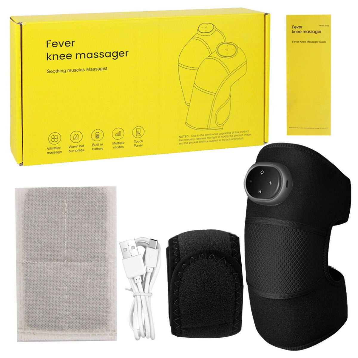 Rechargeable Heated Knee Massager Brace with Vibration &amp; Adjustable Straps(Black)