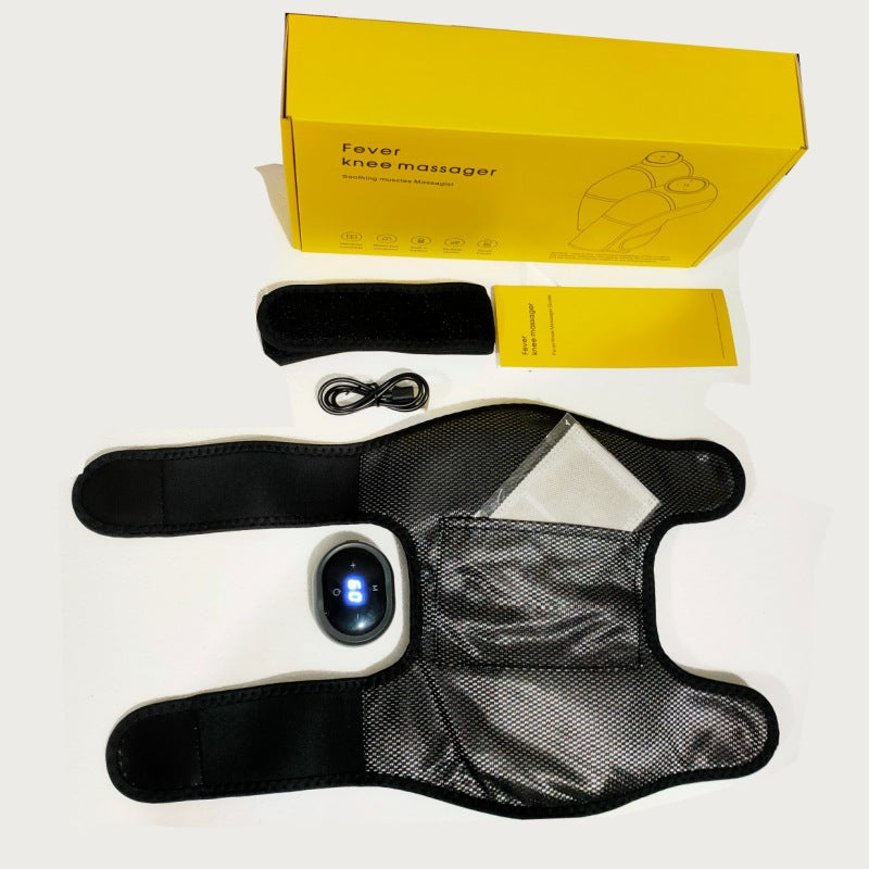 Rechargeable Heated Knee Massager Brace with Vibration & Adjustable Straps(Black)