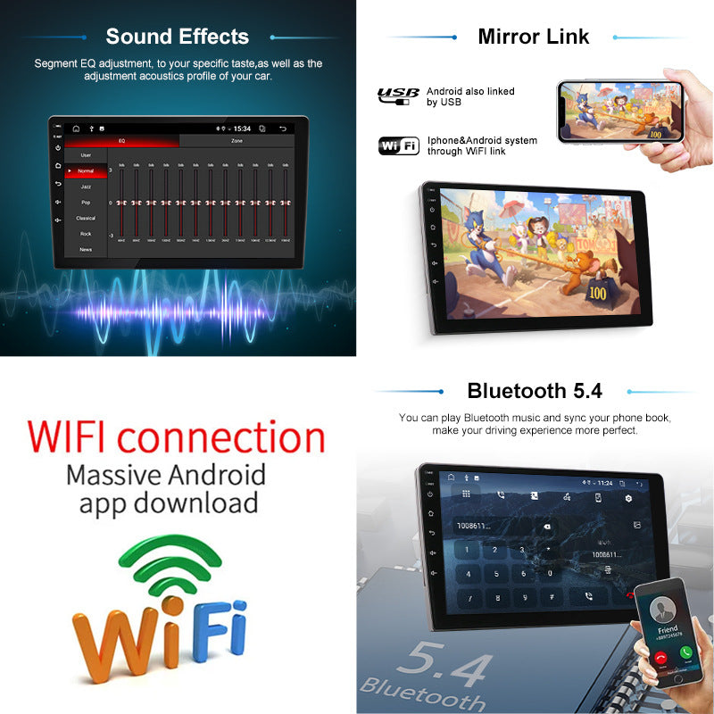 Universal 10-Inch Android Car Stereo GPS Navigator - QLED HD Touchscreen, 2GB RAM 32GB ROM, WiFi, Bluetooth 5.4, CarPlay & Mirror Link(black 10 inches)