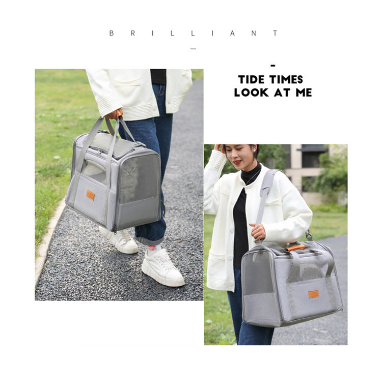 Foldable Soft-Sided Pet Carrier for Travel - Fits Cats & Small Dogs Under 6kg, with Removable Plush Bed & Shoulder Strap(black)