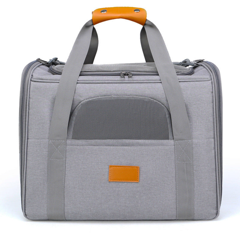 Foldable Soft-Sided Pet Carrier for Travel - Fits Cats &amp; Small Dogs Under 6kg, with Removable Plush Bed &amp; Shoulder Strap(grey)