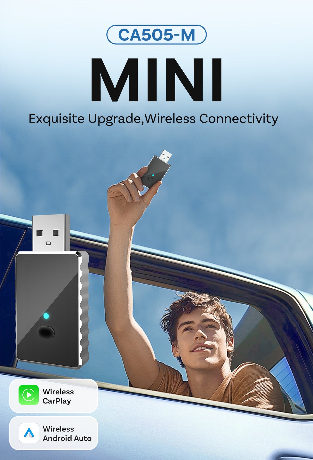 Mini 2-in-1 Wireless CarPlay &amp; Android Auto Adapter - 5GHz WiFi 6, Bluetooth 5.4, Plug &amp; Play Dongle(black)
