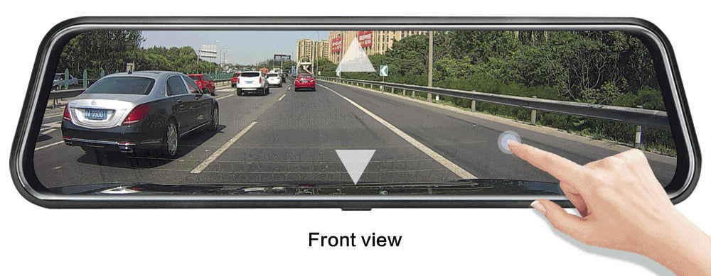 10-Inch Dual Lens Dash Cam Mirror - 1080P FHD Touch Screen Car DVR with Rear Camera, Night Vision & G-Sensor(black)