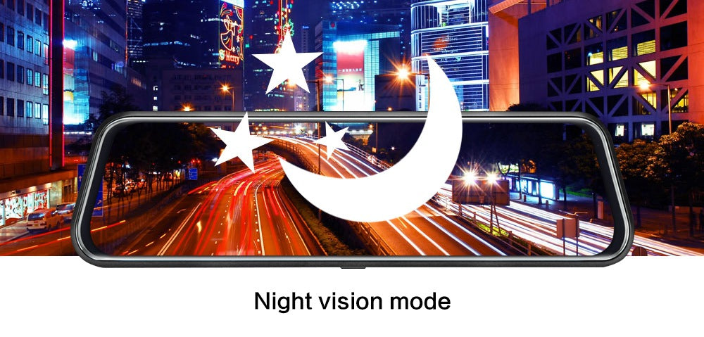 10-Inch Dual Lens Dash Cam Mirror - 1080P FHD Touch Screen Car DVR with Rear Camera, Night Vision & G-Sensor(black)