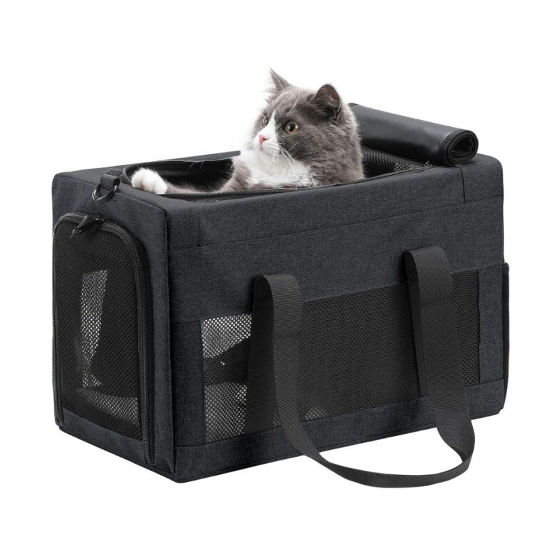 Sturdy &amp; Breathable Pet Carrier for Small Cats &amp; Dogs - Collapsible Travel Bag with Steel Frame, Safety Locks &amp; Sunshade(black)