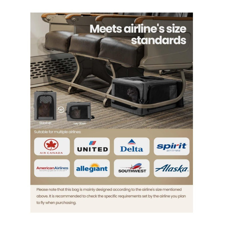 Sturdy & Breathable Pet Carrier for Small Cats & Dogs - Collapsible Travel Bag with Steel Frame, Safety Locks & Sunshade(black)