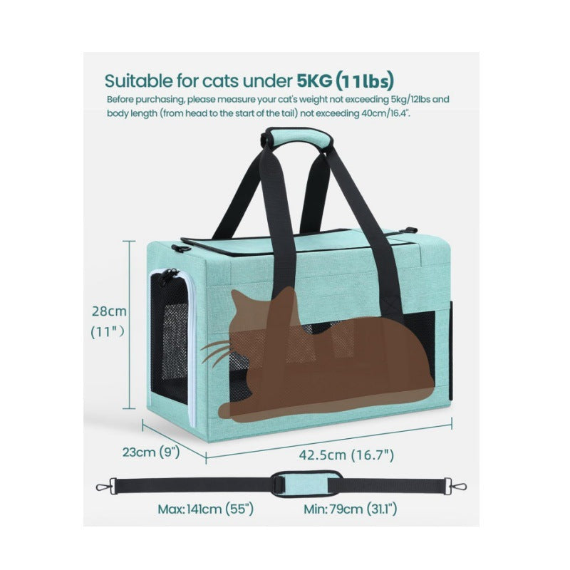 Sturdy &amp; Breathable Pet Carrier for Small Cats &amp; Dogs - Collapsible Travel Bag with Steel Frame, Safety Locks &amp; Sunshade(green)