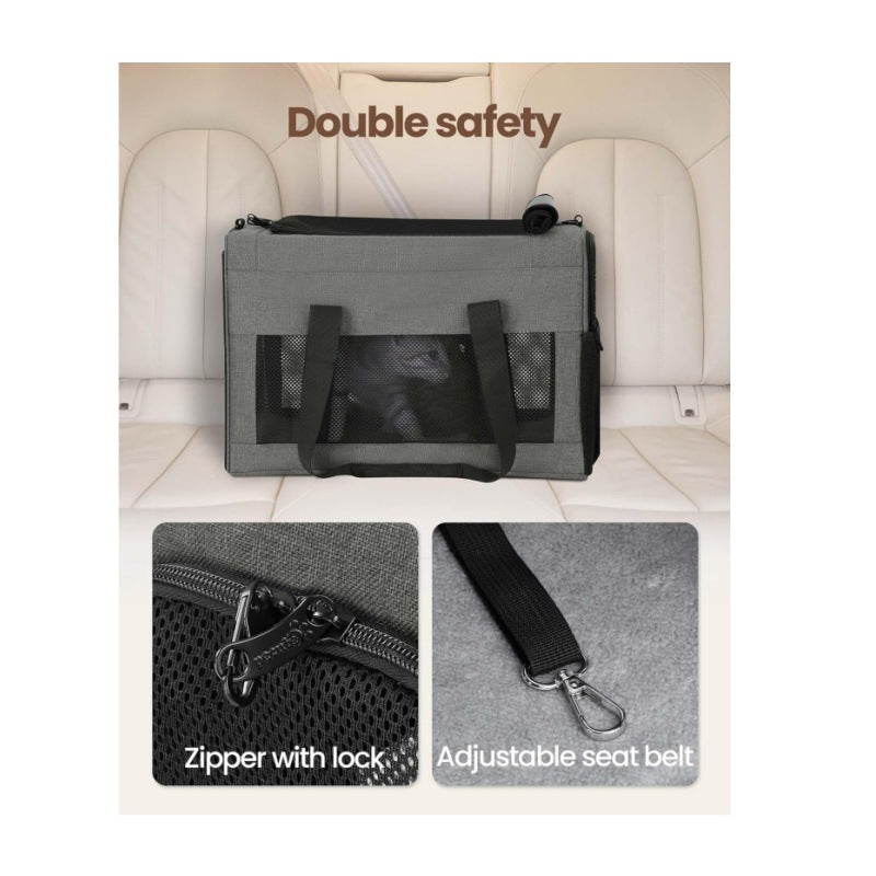 Sturdy & Breathable Pet Carrier for Small Cats & Dogs - Collapsible Travel Bag with Steel Frame, Safety Locks & Sunshade(green)