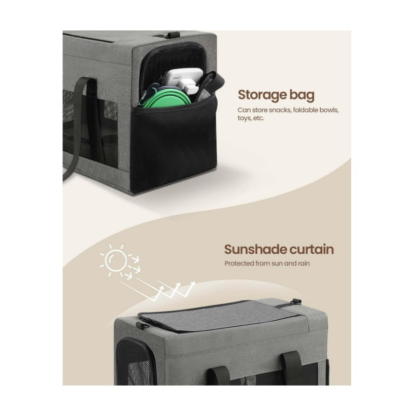 Sturdy & Breathable Pet Carrier for Small Cats & Dogs - Collapsible Travel Bag with Steel Frame, Safety Locks & Sunshade(green)