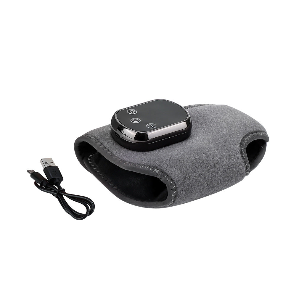 Rechargeable Electric Heating Ankle Brace with Vibration Massage - 5 Heat Levels & 3 Massage Modes(Grey)