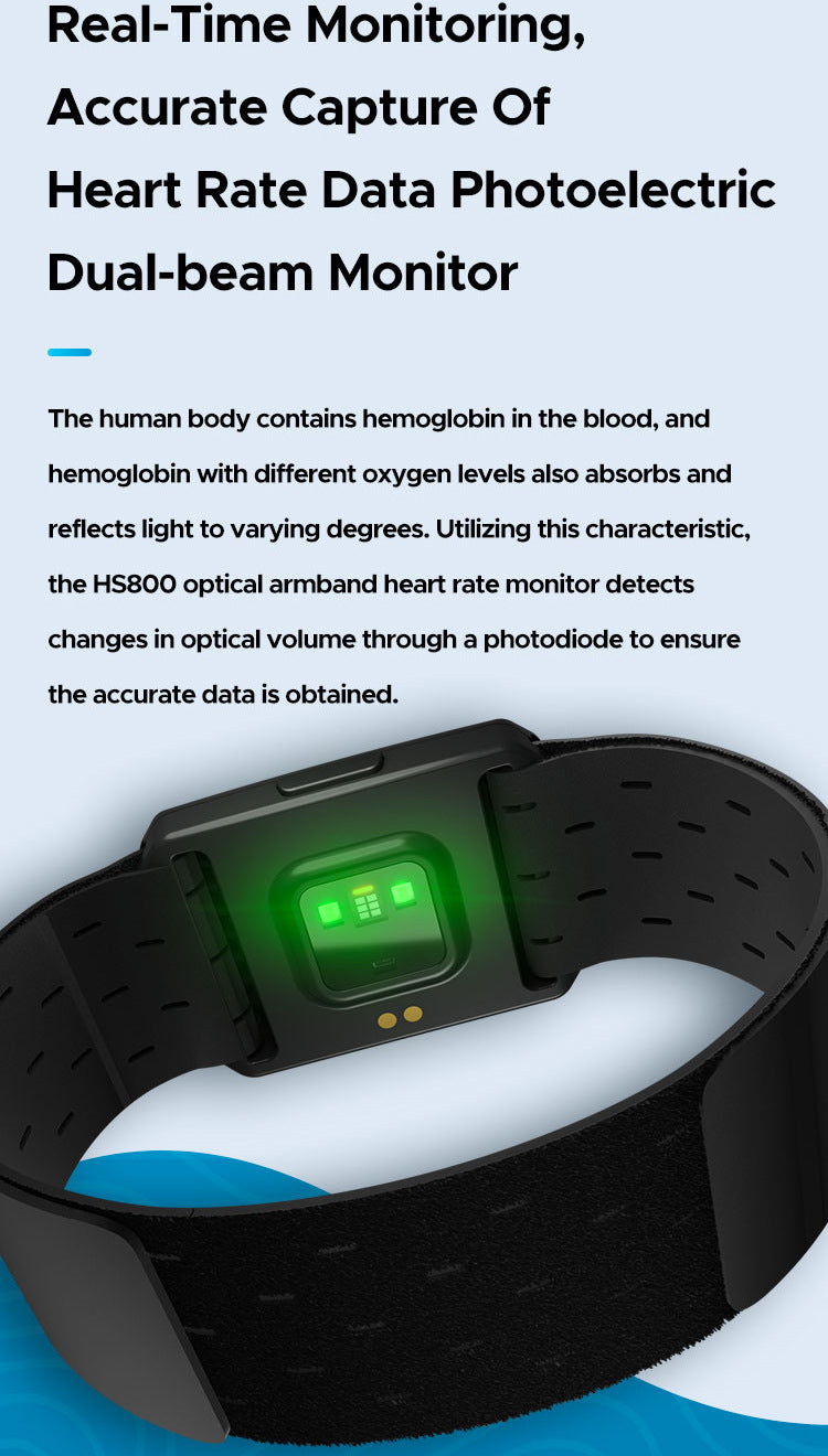 Optical Armband Heart Rate Monitor - Bluetooth & ANT+ Dual Protocol, IP67 Waterproof for Fitness Training(black)