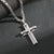 Men's Stainless Steel Layered Cross Pendant with Byzantine Chain - Fashion Statement Necklace(silver)