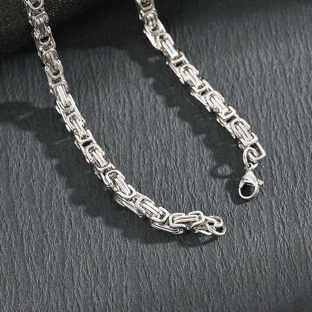 Men's Stainless Steel Layered Cross Pendant with Byzantine Chain - Fashion Statement Necklace(black)