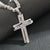 Men's Stainless Steel Layered Cross Pendant with Byzantine Chain - Fashion Statement Necklace(black)