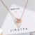 2pc Elegant Interlocking Rings Pendant Necklace with Zirconia Accents - Copper Base, Minimalist Jewelry(Rose gold)