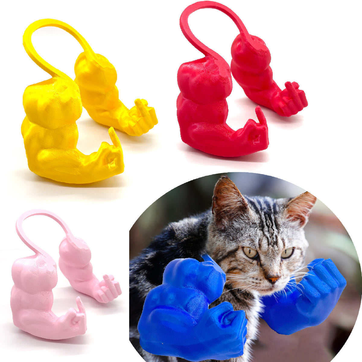 2pc Hilarious Muscle Arm Pet Costume Prop - Funny Novelty Arms for Cats & Small Dogs(red)
