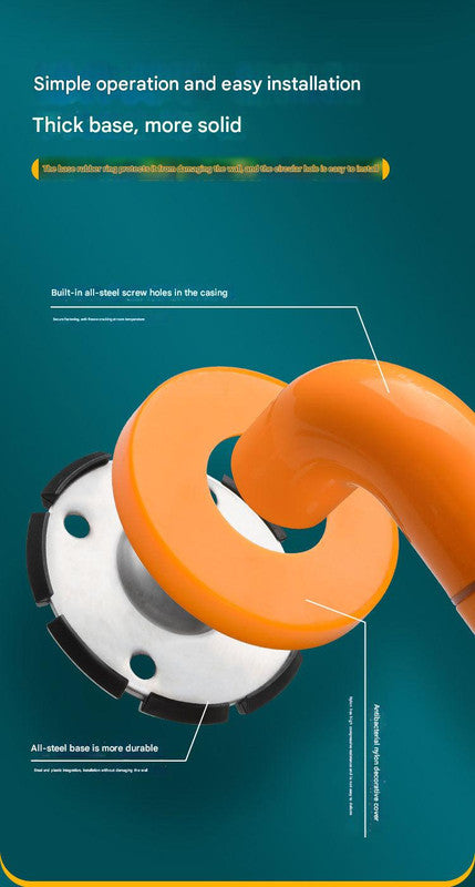 2pc Heavy-Duty Anti-Slip Safety Grab Bar with Luminous Rings - Stainless Steel Core Bathroom Handrail(yellow 40cm)