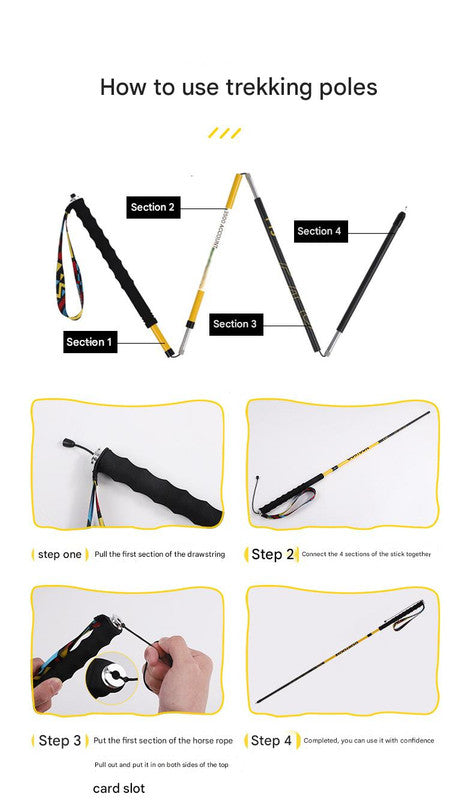 Ultralight Carbon Fiber Foldable Trail Running & Hiking Pole(blue Recommended height range 155-165cm)