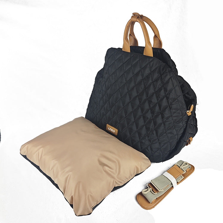 Luxury Quilted 2-in-1 Pet Travel Carrier &amp; Car Booster Seat for Small Dogs(Black)